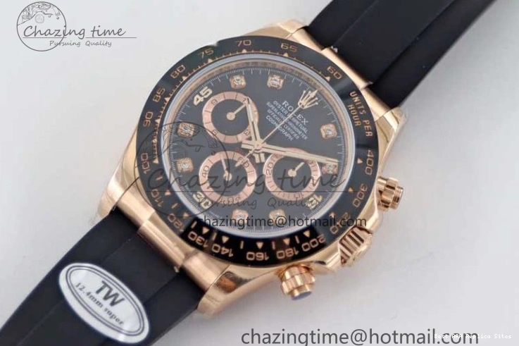 Good Copy Rolex Watches Strap TWF 904L 2416 Diamonds RG on 116515 A  Steel Best HighQuality RG Black Dial Daytona Edition Oysterflex 1:1 0114